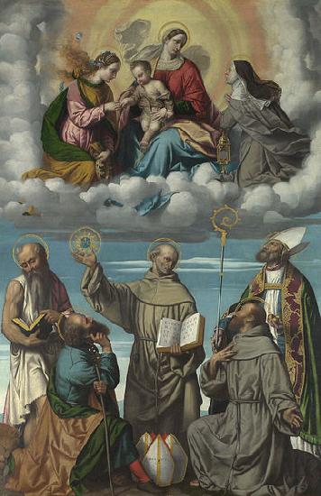 MORETTO da Brescia The Virgin and Child with Saint Bernardino and Other Saints oil painting picture